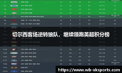 切尔西客场逆转狼队，继续领跑英超积分榜